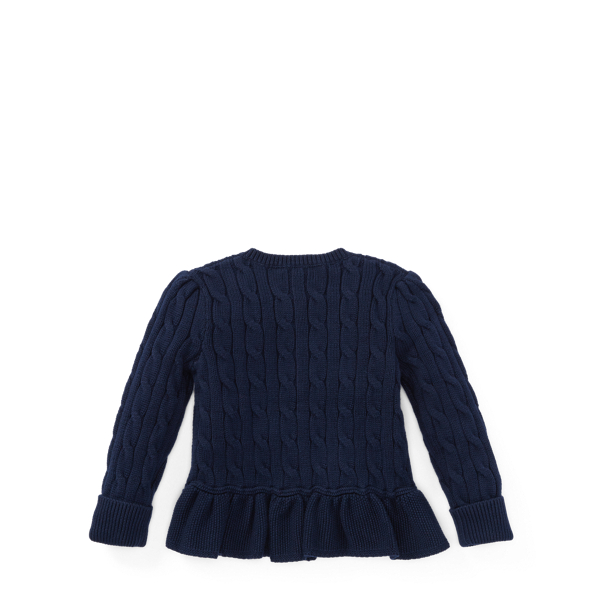 Hunter Navy Cable Cotton Peplum Cardigan Baby Girl 2