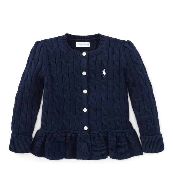 Hunter Navy Cable Cotton Peplum Cardigan Baby Girl 1