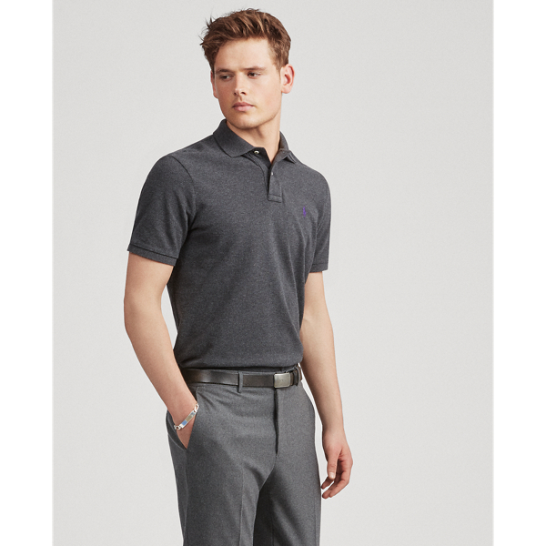 Dark Grey Heather Classic Fit Mesh Polo Shirt Polo Ralph Lauren 1