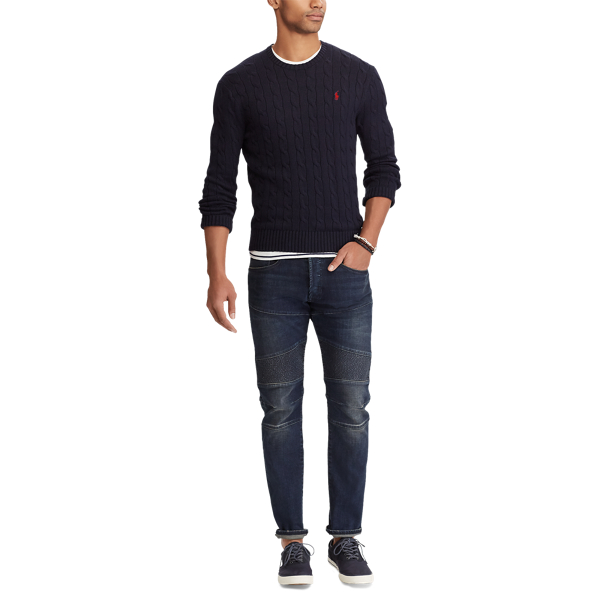 Hunter Navy Cable-Knit Cotton Sweater Polo Ralph Lauren 3