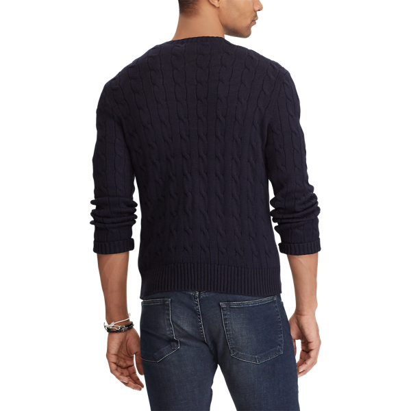 Hunter Navy Cable-Knit Cotton Sweater Polo Ralph Lauren 5