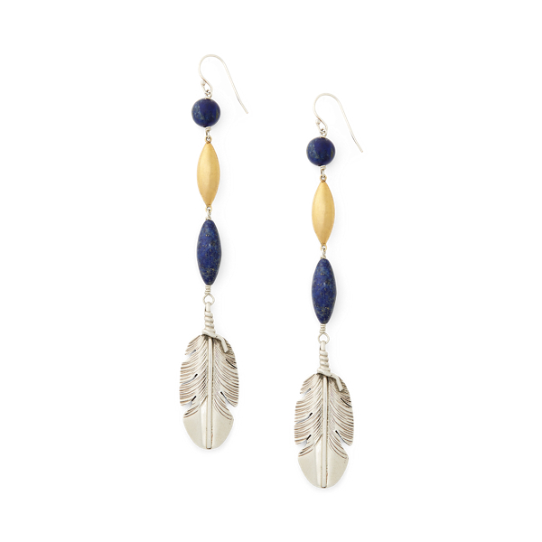 Boucles d'oreilles perl&eacute;es &agrave; plume Ralph Lauren Collection en 1