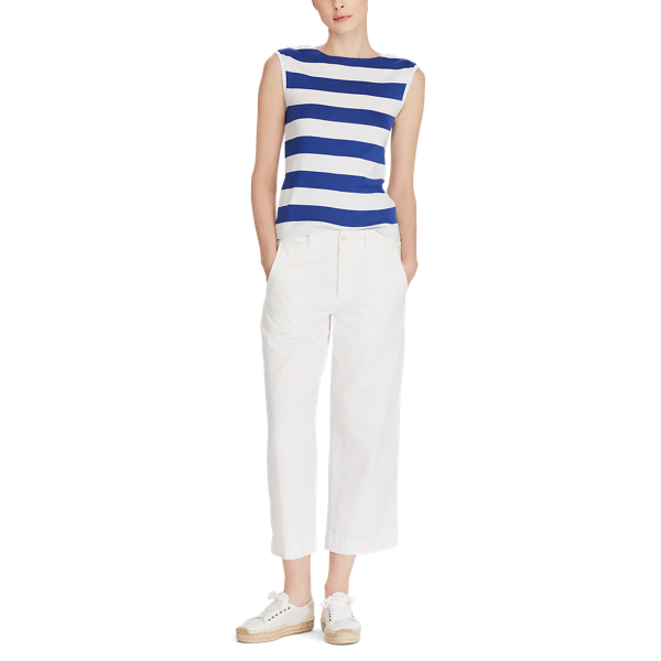 Graphic Royal/White Button-Shoulder Striped Top Polo Ralph Lauren 3