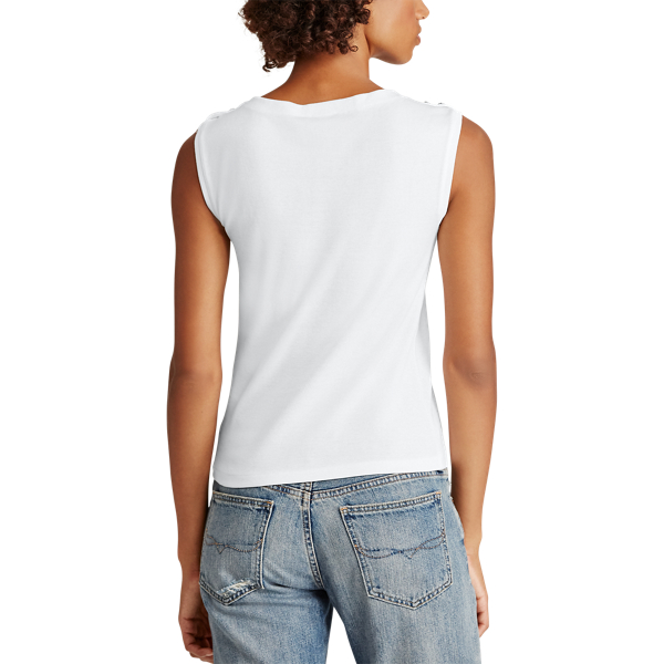 Maglia con bottoni sulla spalla Polo Ralph Lauren in Bianco 5
