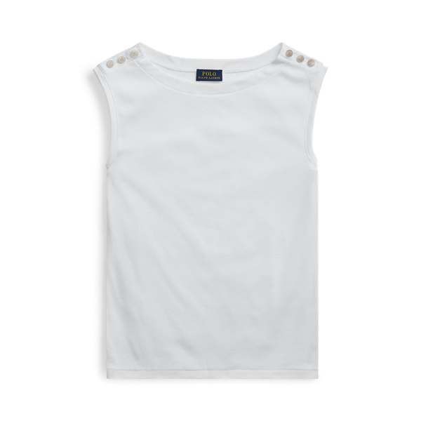 Maglia con bottoni sulla spalla Polo Ralph Lauren in Bianco 2