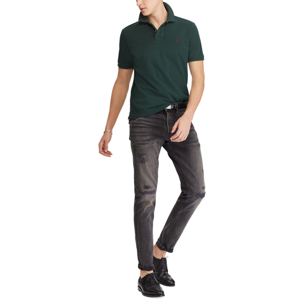 College Green Custom Slim Fit Mesh Polo Polo Ralph Lauren 3