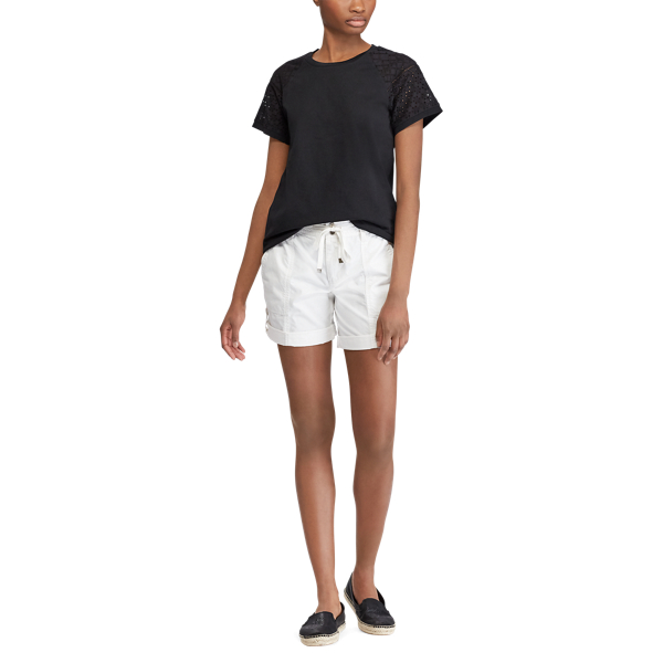 Polo Black Eyelet-Sleeve Cotton Top Lauren 2