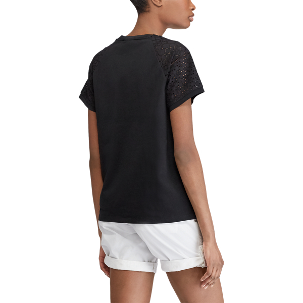 Polo Black Eyelet-Sleeve Cotton Top Lauren 4