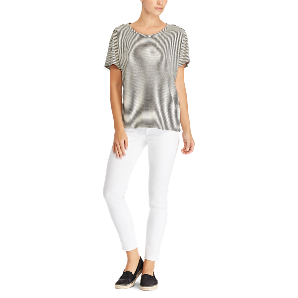 Chalk/Polo Black Lace-Up-Placket T-Shirt Lauren 2