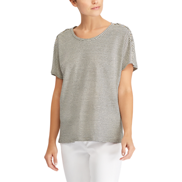 Chalk/Polo Black Lace-Up-Placket T-Shirt Lauren 3