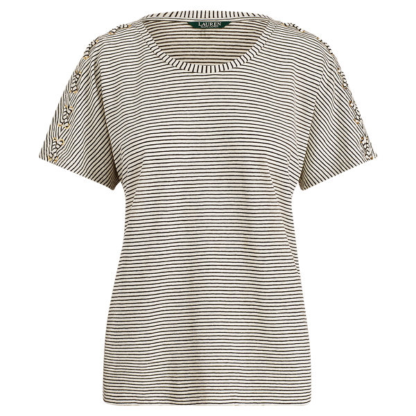 Chalk/Polo Black Lace-Up-Placket T-Shirt Lauren 1