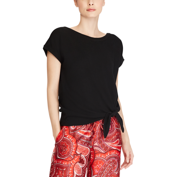 Polo Black Tie-Hem Cotton Top Lauren 3
