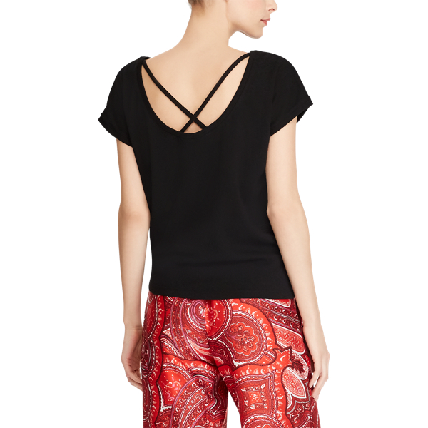 Polo Black Tie-Hem Cotton Top Lauren 4