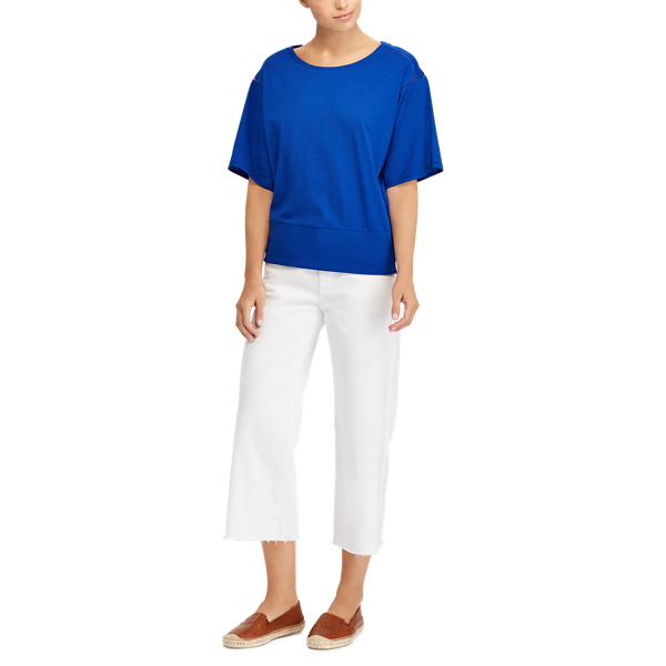 Mosaic Blue Crochet-Trim Cotton Top Lauren 2