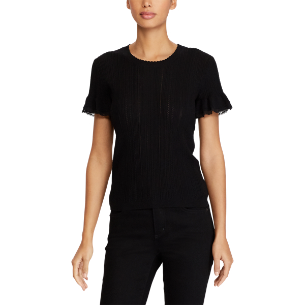 Polo Black Lace-Trim Cotton Sweater Lauren 3