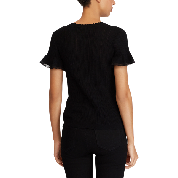 Polo Black Lace-Trim Cotton Sweater Lauren 4