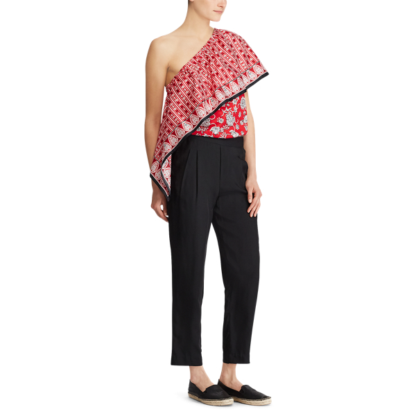 Red Multi Overlay One-Shoulder Top Lauren 2