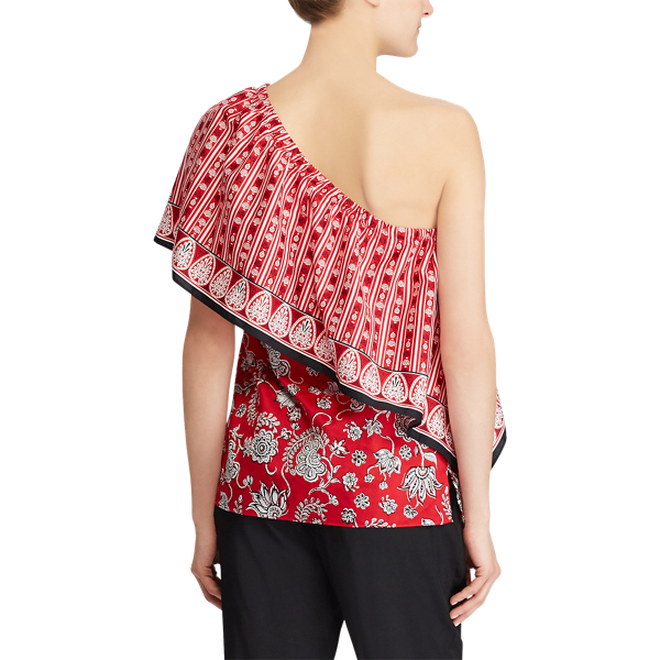 Red Multi Overlay One-Shoulder Top Lauren 4