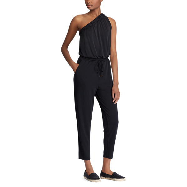 Polo Black Jersey One-Shoulder Jumpsuit Lauren 2