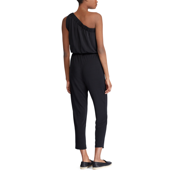 Polo Black Jersey One-Shoulder Jumpsuit Lauren 3