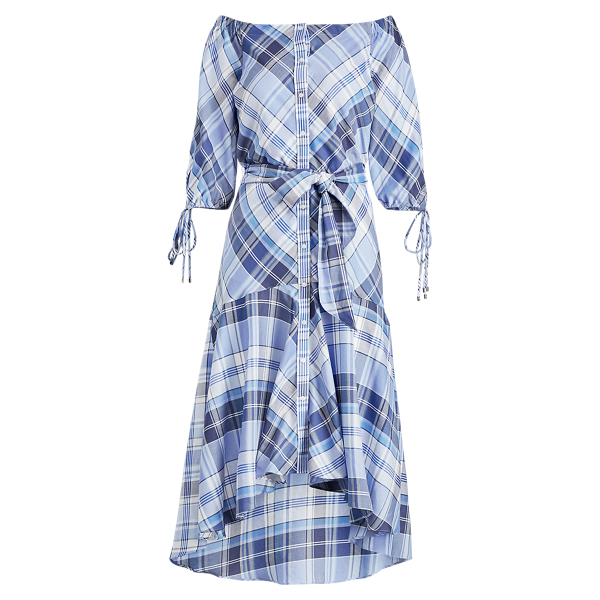 Plaid Off-the-Shoulder Dress 