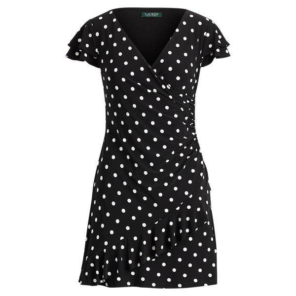 Ralph top Lauren Off the Shoulder Black and White Polka Dot dress