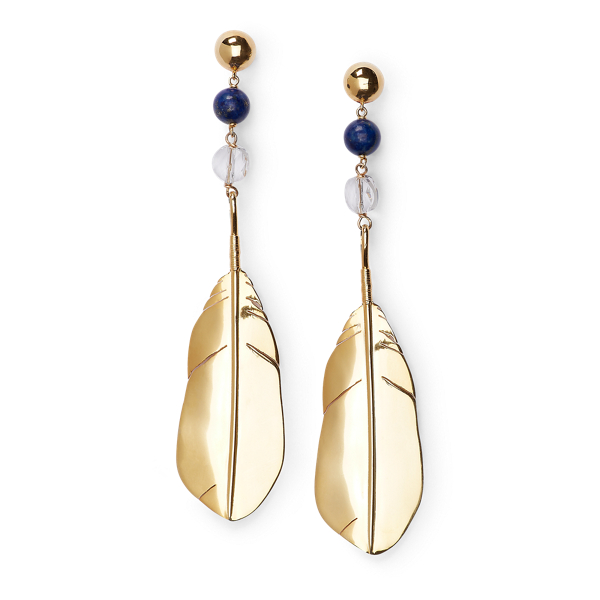 Beaded Feather Drop Earrings Ralph Lauren Collection in 1
