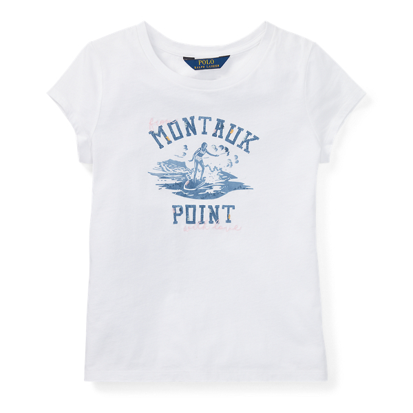 White/Blue Cotton Jersey Graphic T-Shirt Girls 7-16 1