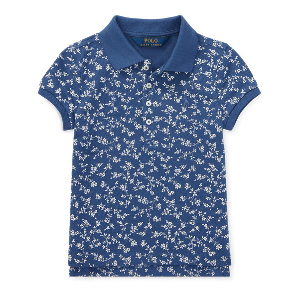 Floral Stretch Mesh Polo Shirt Girls 2-6x 1