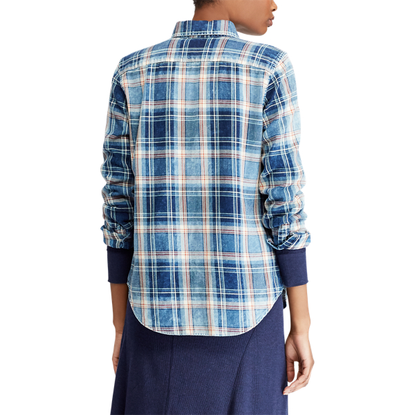 835 Indigo/Red Classic Fit Cotton Plaid Shirt Polo Ralph Lauren 6