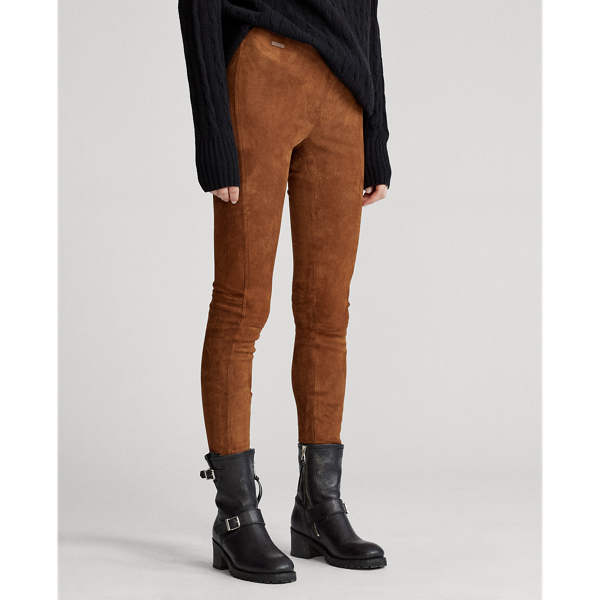 Luggage Brown Suede Skinny Trouser Polo Ralph Lauren 3
