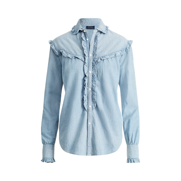 Ruffle Trim Denim Shirt for Women Ralph Lauren CH