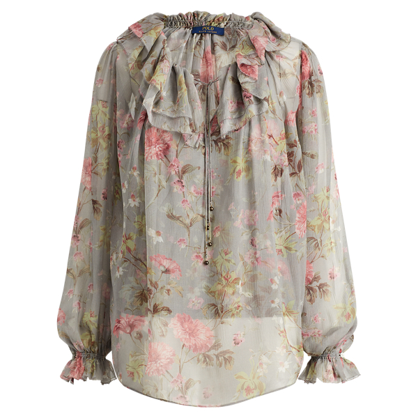 Sheer Silk Floral Blouse Ralph Lauren UK