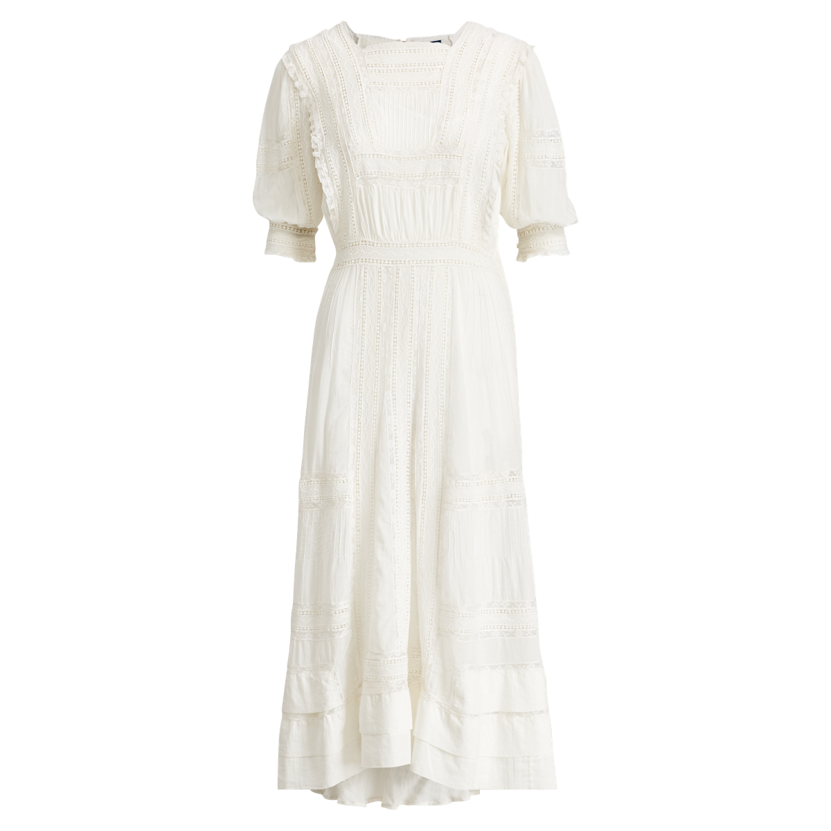 RALPH LAUREN MIDIワンピース WHITE LACE SLEEVE Cotton Voile Midi Dress