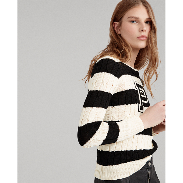 Polo ralph lauren striped patch hotsell Sweater