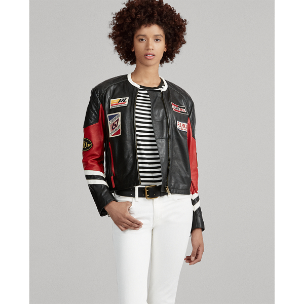 Patchwork Leather Biker Jacket