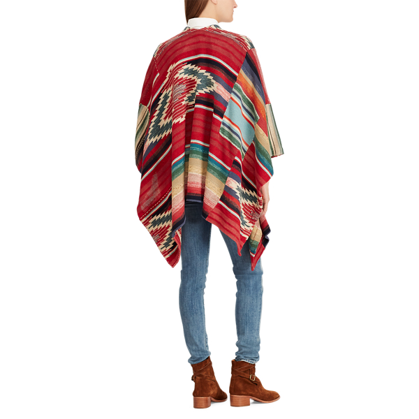 Linen Blend Open Front Poncho