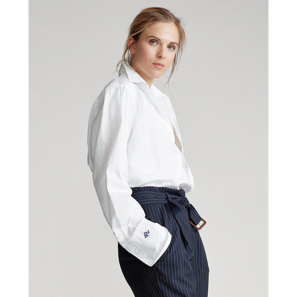 White Monogram-Sleeve Shirt Polo Ralph Lauren 4