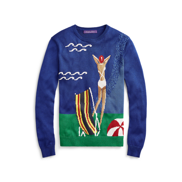 Seidenpullover mit Strandszene Ralph Lauren Collection in 1