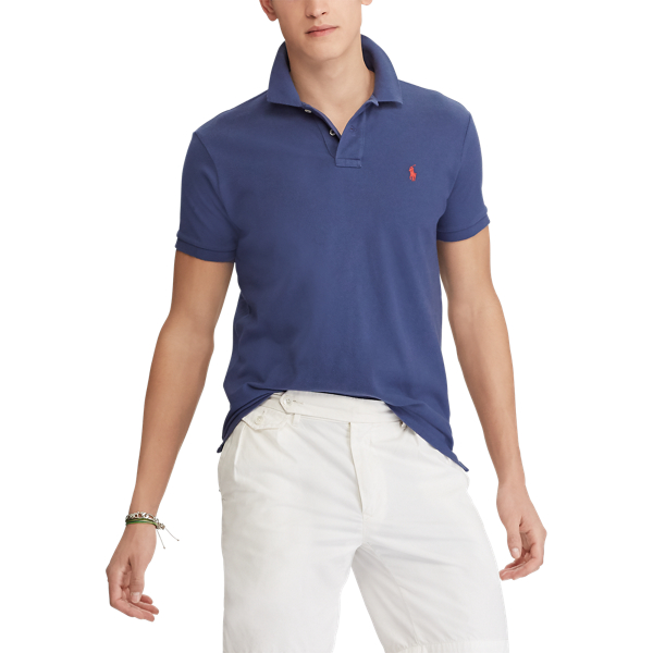 Light Navy Classic Fit Mesh Polo Shirt Big & Tall 3