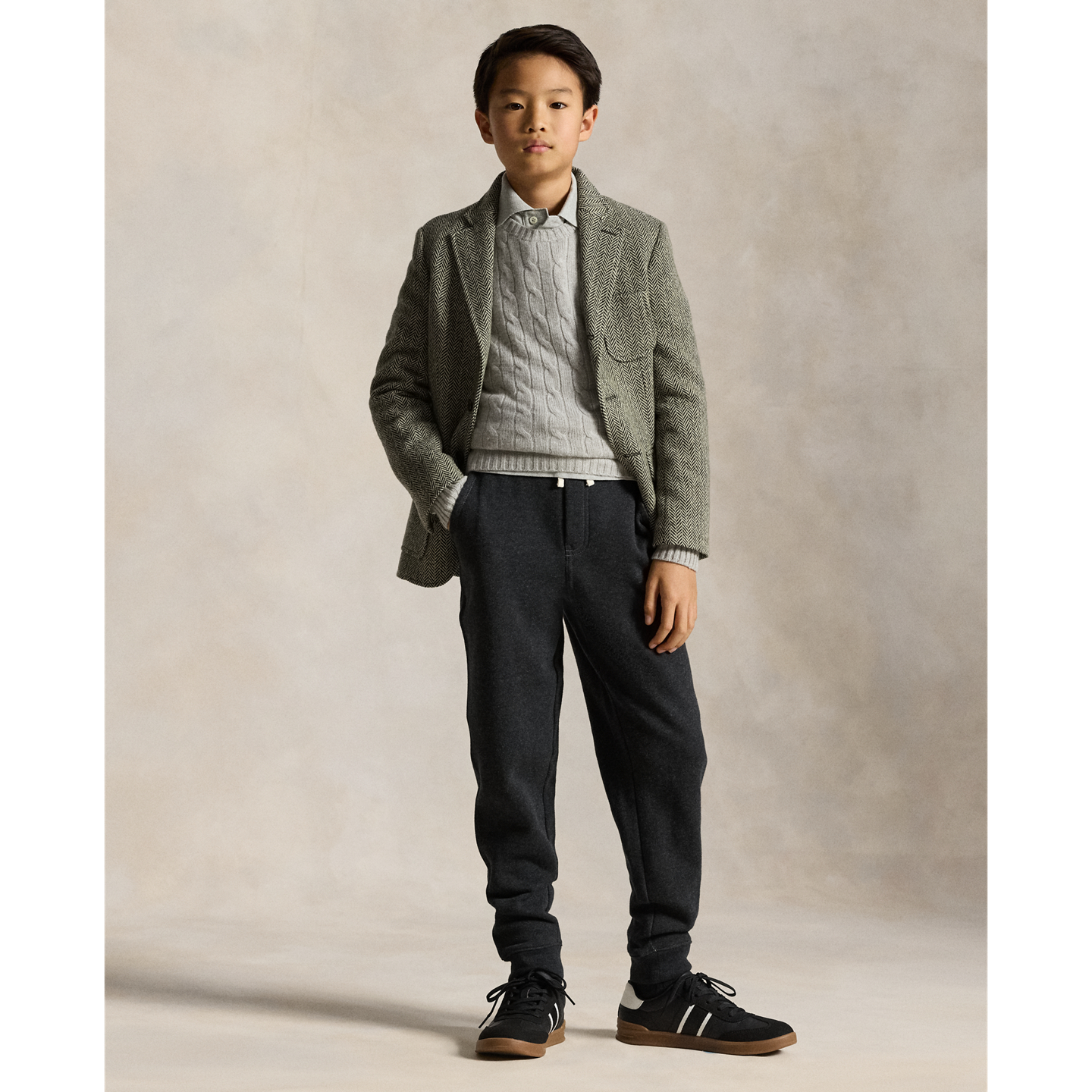 Детские брюки Ralph Lauren Fleece Jogger, цвет: Меланжевый — фото 4