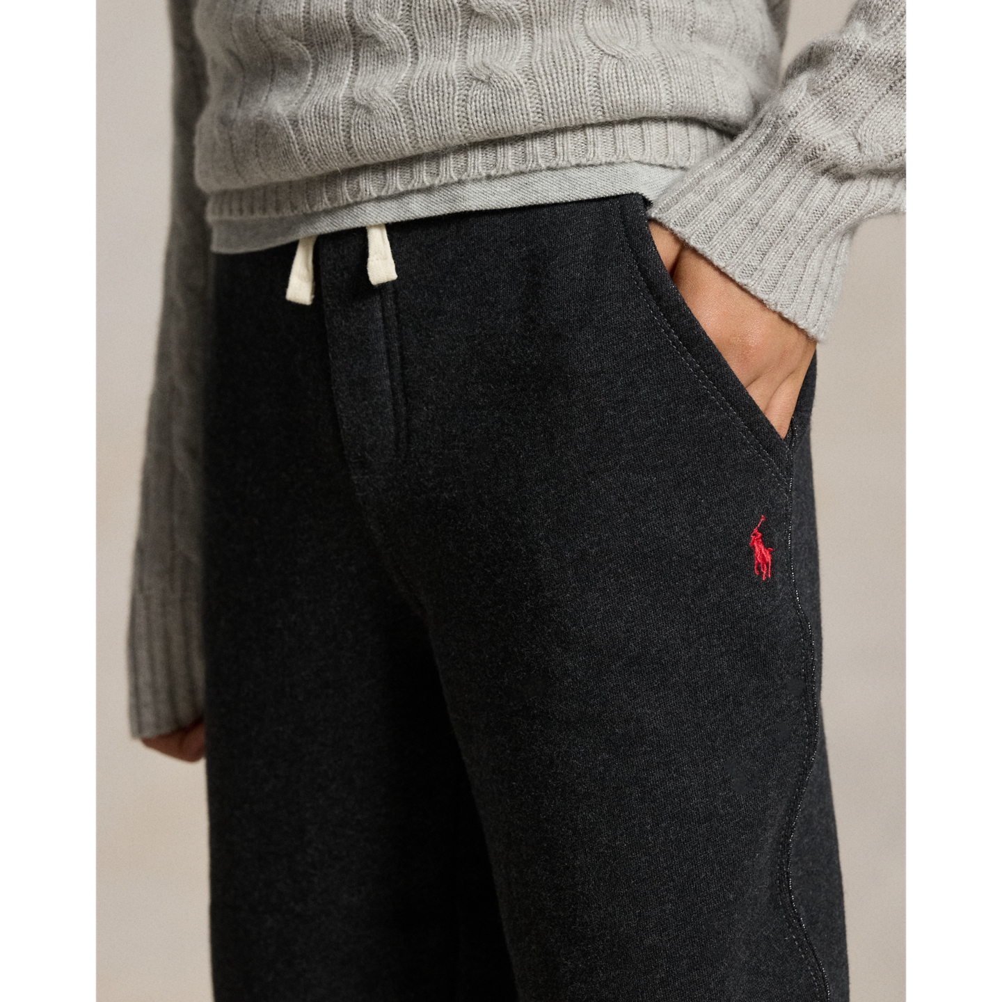 Детские брюки Ralph Lauren Fleece Jogger, цвет: Меланжевый — фото 3