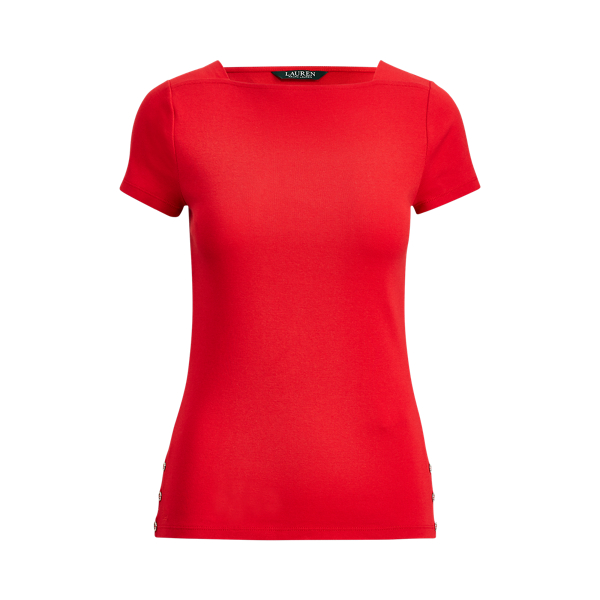 Rib-Knit Short-Sleeve Top Lauren 1