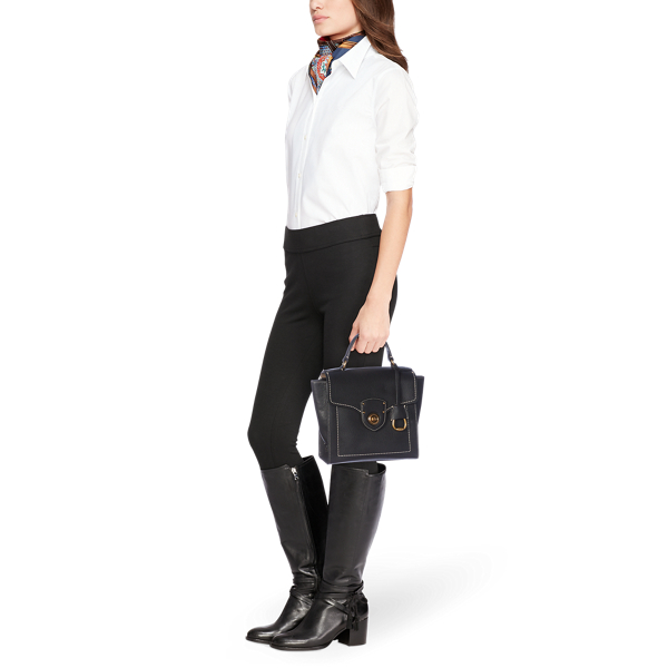 Black Leather Crossbody Satchel Bag Lauren 6