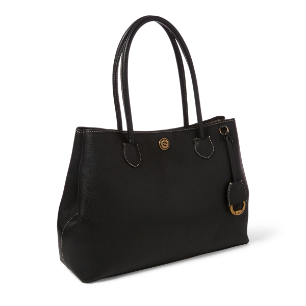 Black Leather Market Tote Lauren 3