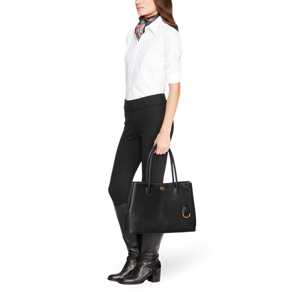 Black Leather Market Tote Lauren 6