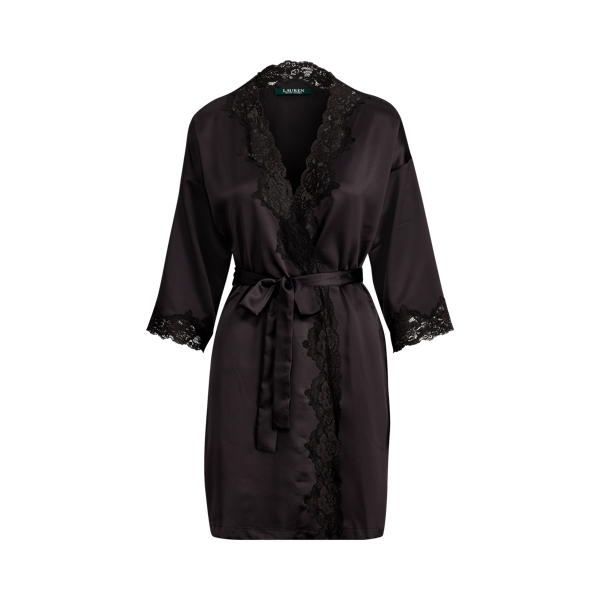 Lace Trim Satin Robe for Women Ralph Lauren UK