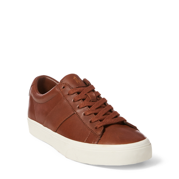 Deep Saddle Tan Sayer Leather Low-Top Sneaker Polo Ralph Lauren 3