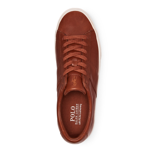 Deep Saddle Tan Sayer Leather Low-Top Sneaker Polo Ralph Lauren 4