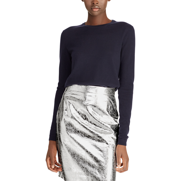 Night Blue Cashmere Crewneck Sweater Ralph Lauren Collection 5